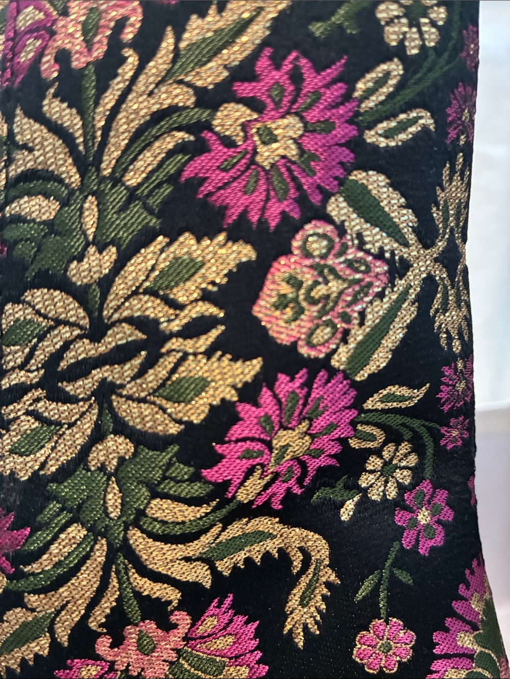 Floral Jacquard Ankle Boots - Black with Pink & Gold. Fabulous! New in box